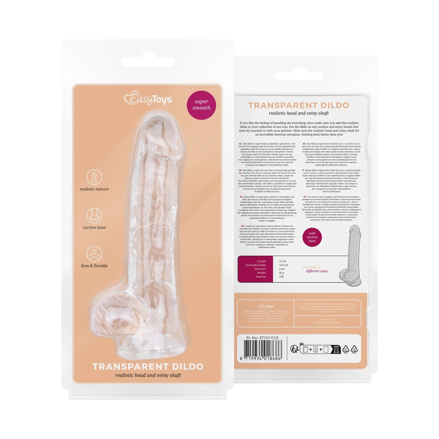 Easytoys Dildo Collection jelly dildo met ballen, transparant