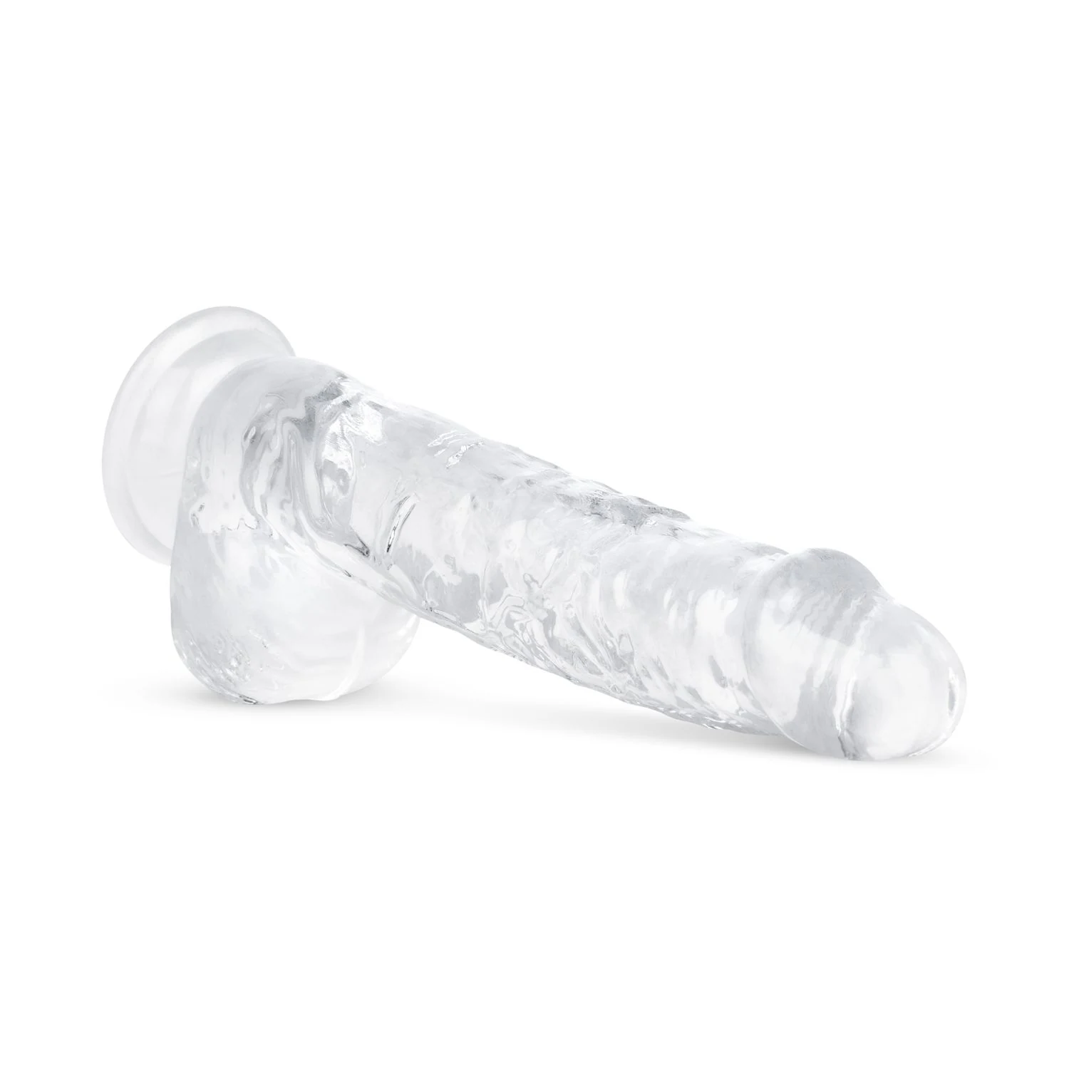 Transparante dildo met aders, ballen en zuignap