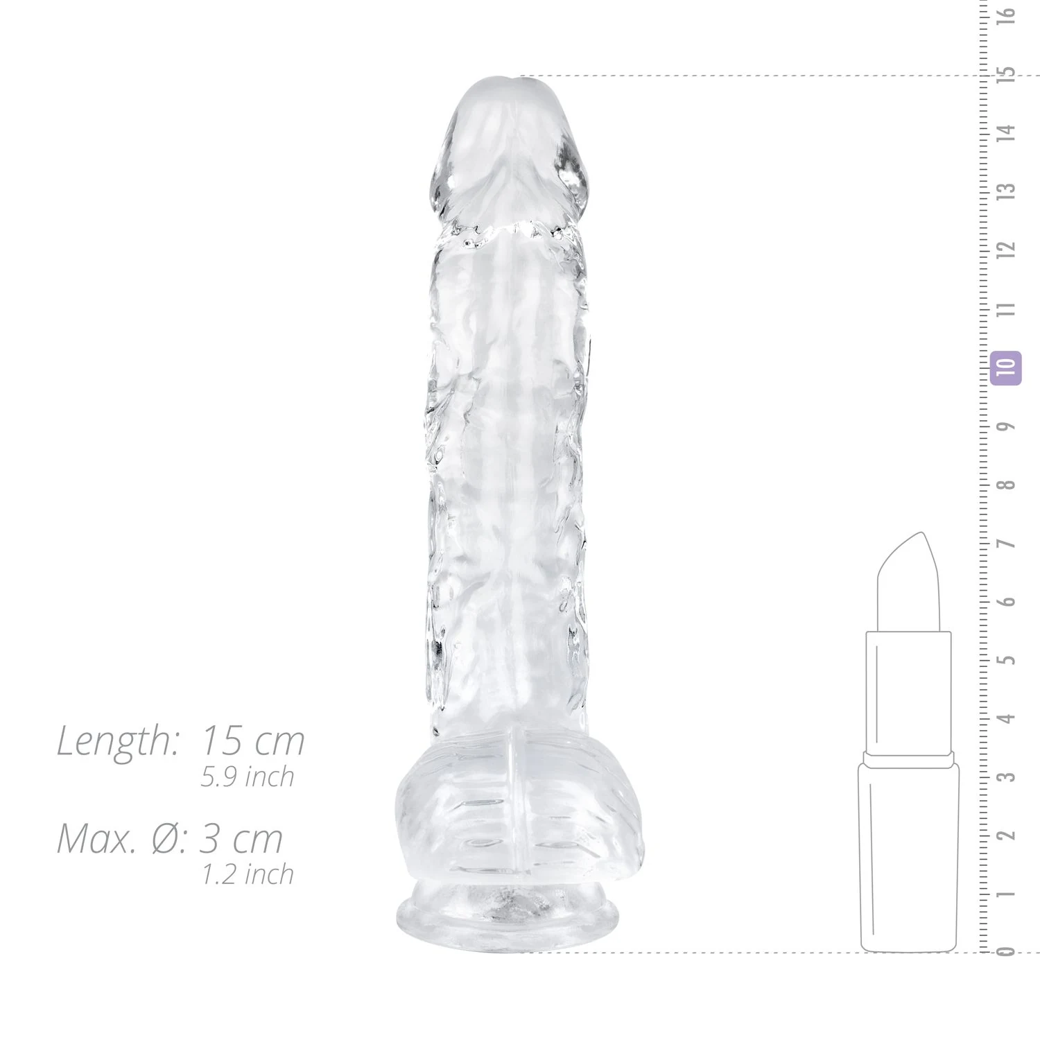 Realistische transparante dildo met testikels en zuignap