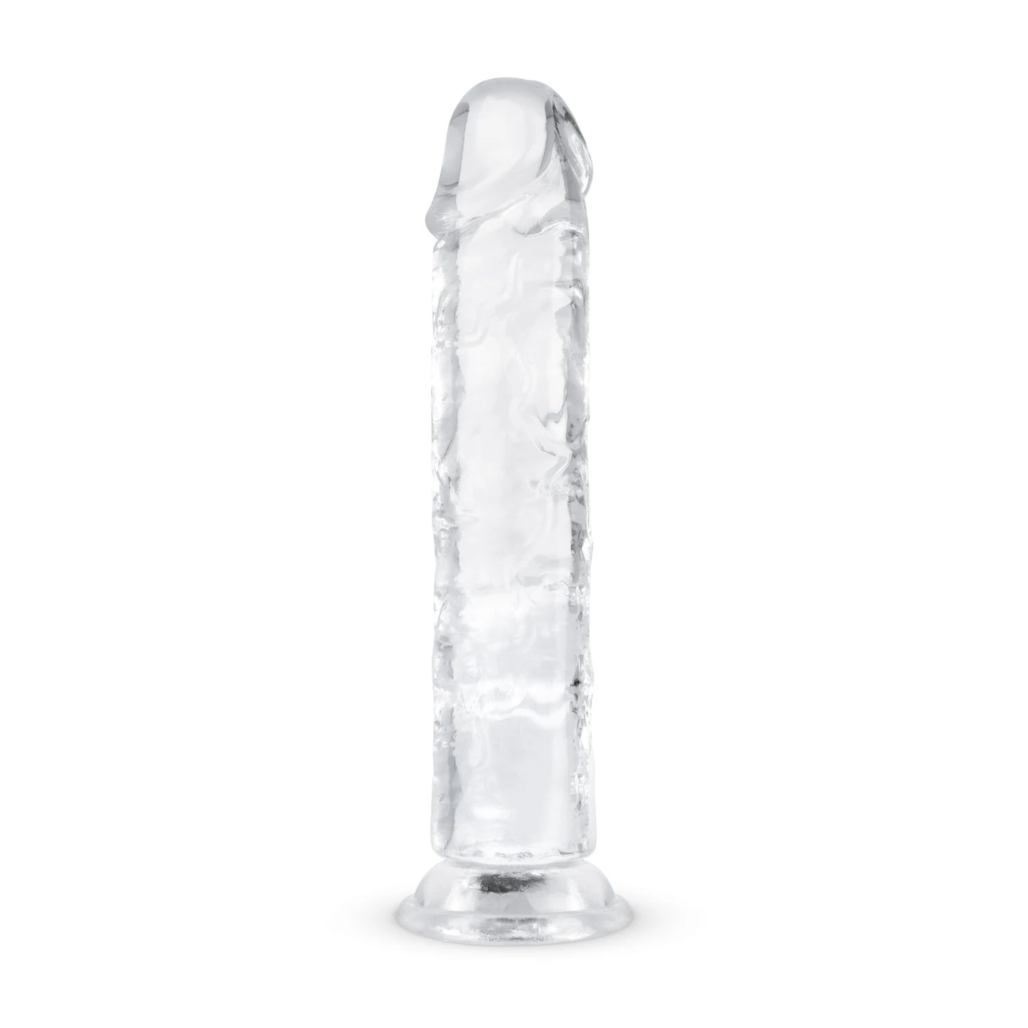 Jelly dildo zonder ballen van 18 cm, transparant met sterke zuignap