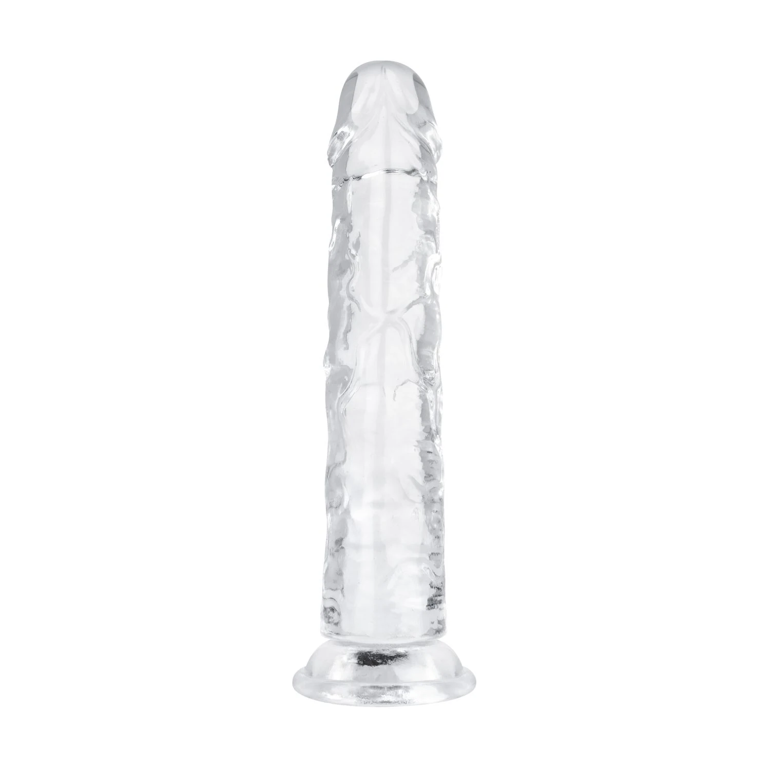 Transparante dildo van zacht en flexibel jelly materiaal zonder ballen