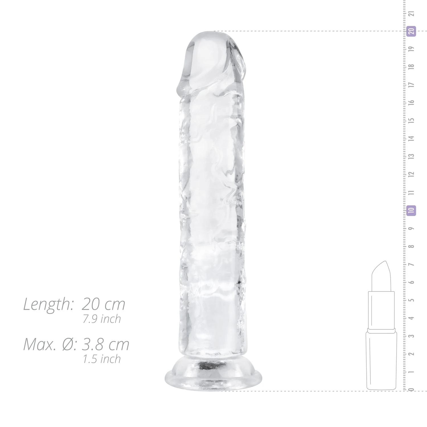Dildo zonder ballen van jelly materiaal, transparant en waterproof