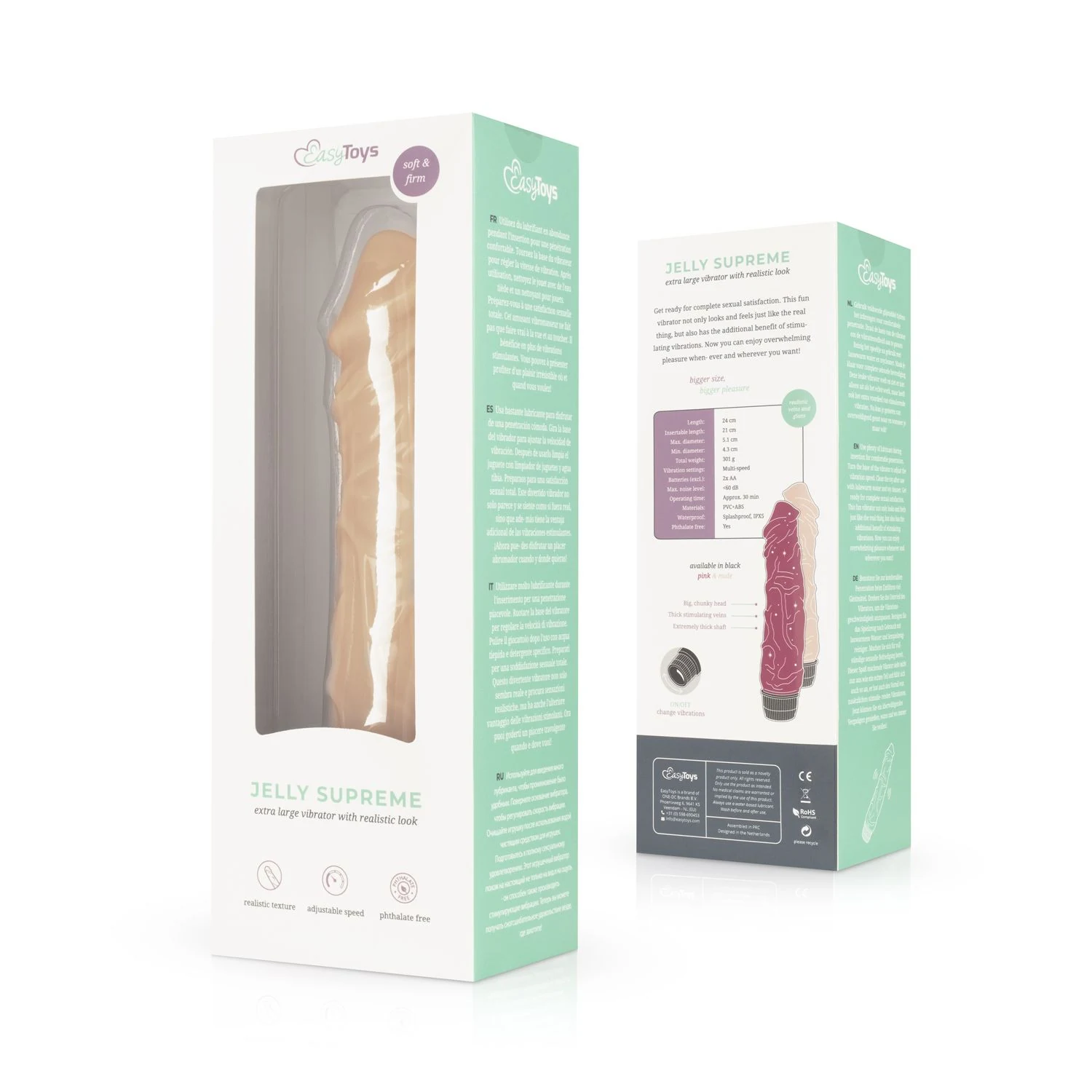 Realistische vibrator 24 cm van Easytoys Vibe Collection met zachte flexibele vorm