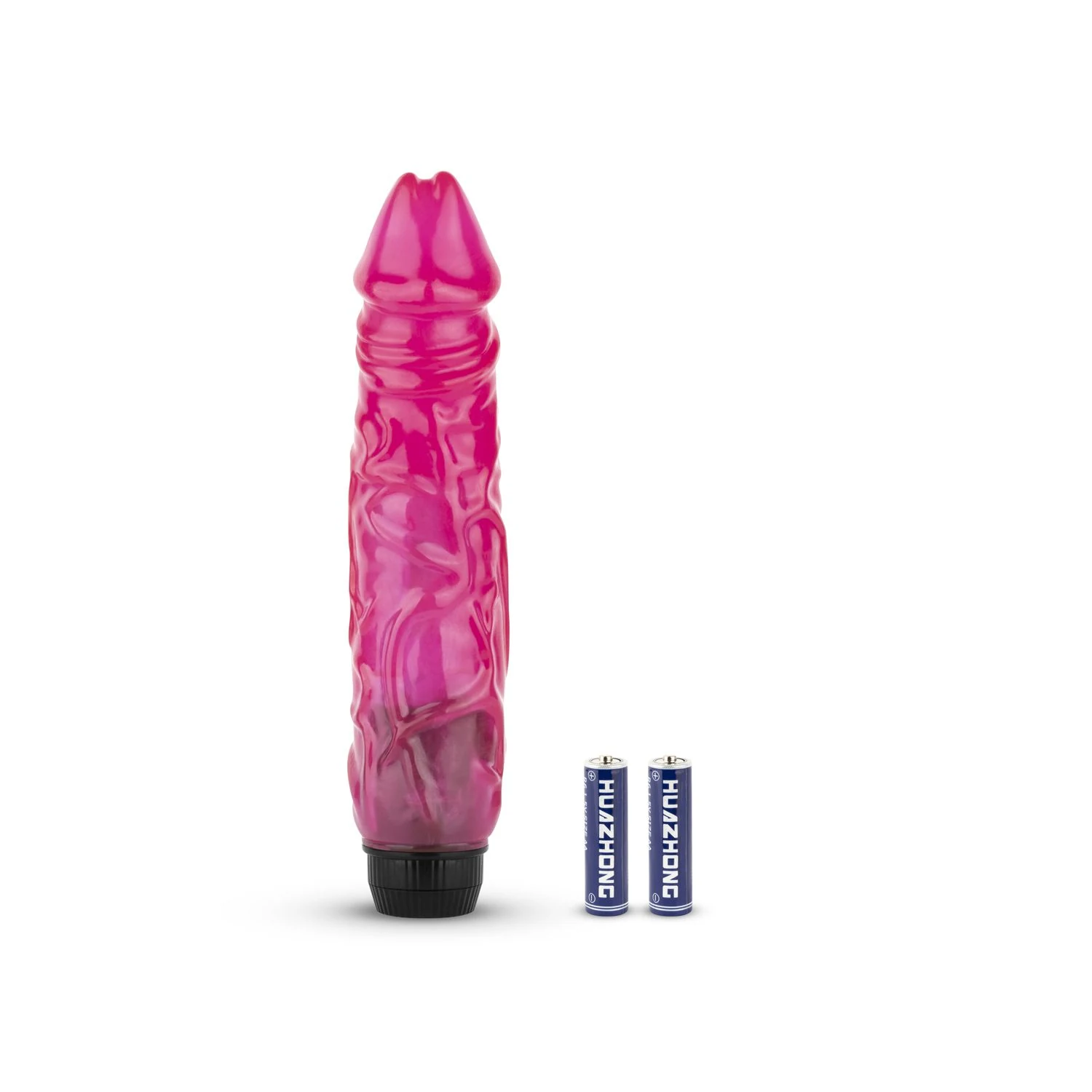Realistische vibrator roze met geaderde schacht en eikel