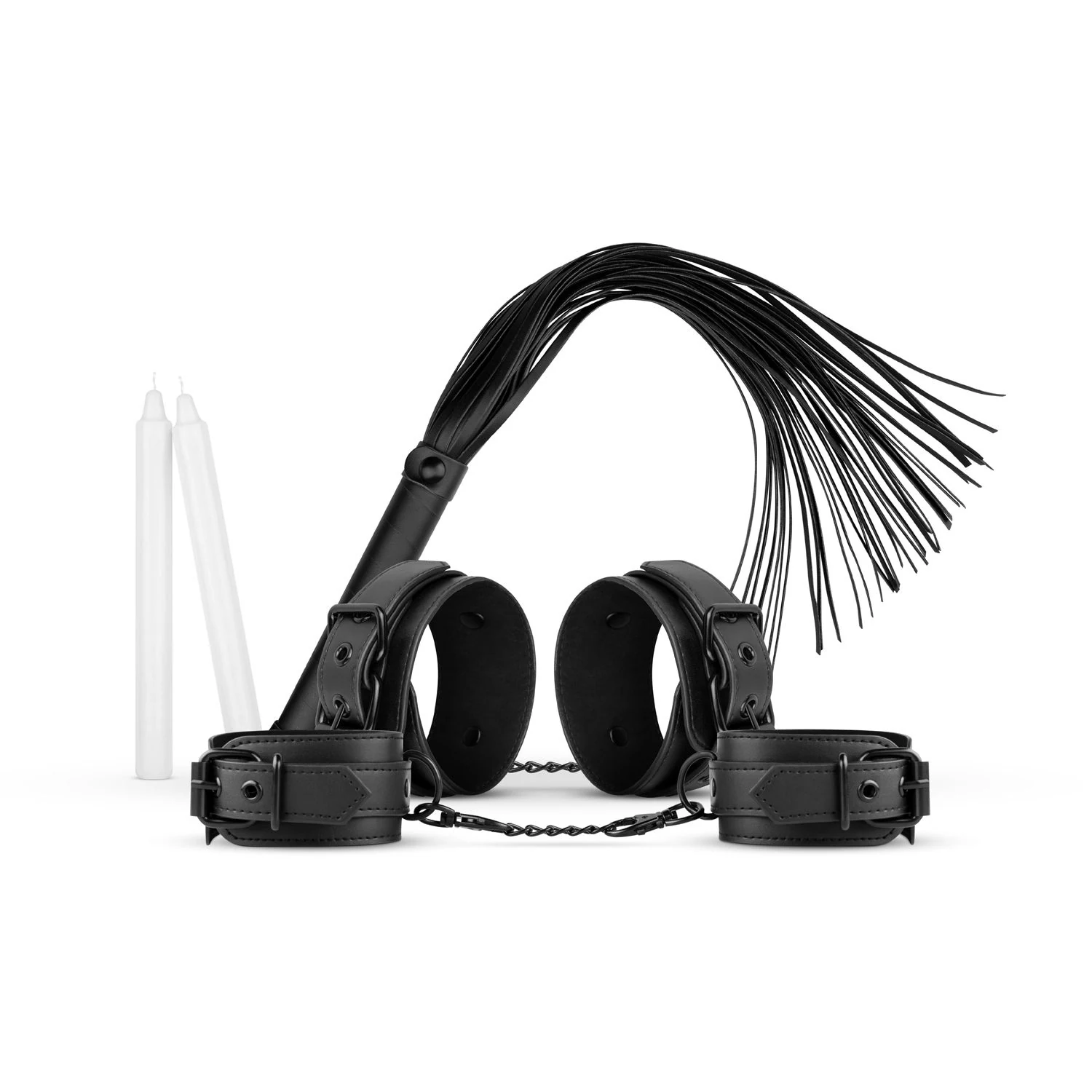 Zwarte bondage set zwart van Bedroom Fantasies met verstelbare handboeien van 18-28 cm