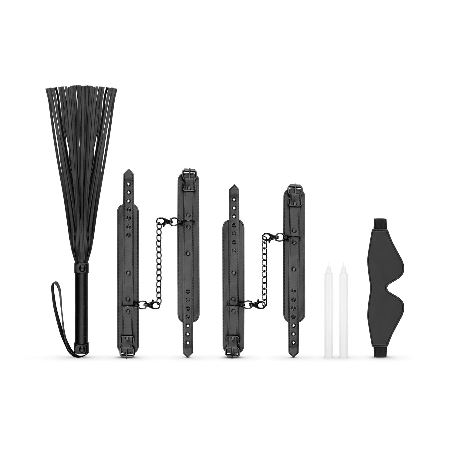 Kinky Bondage Set met zwarte enkelboeien, verstelbaar van 21-33 cm en gemaakt van kunstleder