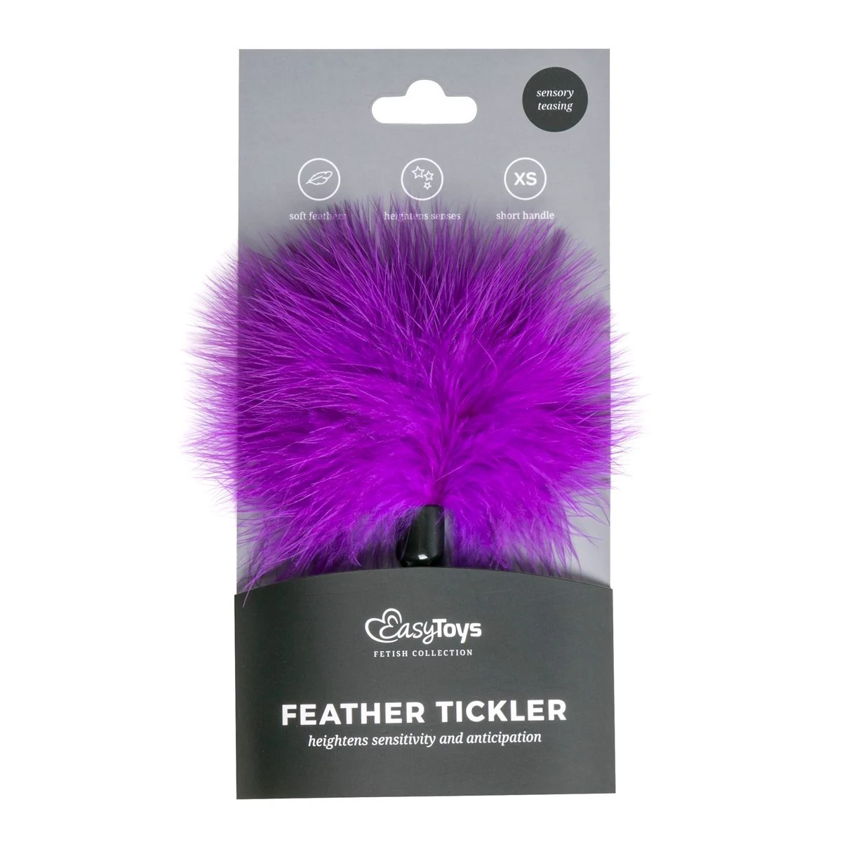 Kleine kietelaar paars, unisex SM toy met kort handvat voor gerichte stimulatie