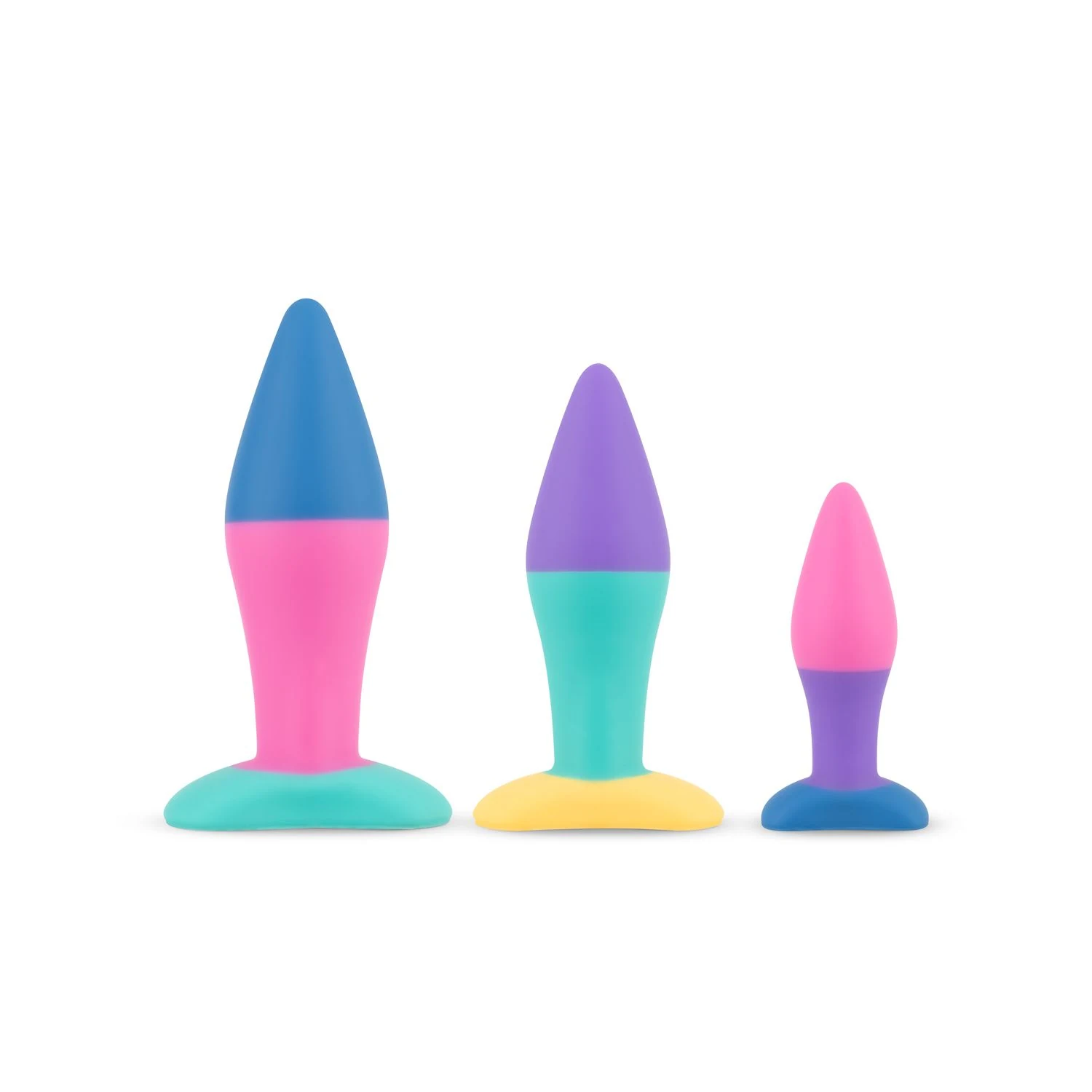 Koda butt plug set met 3 siliconen plugs in diverse kleuren