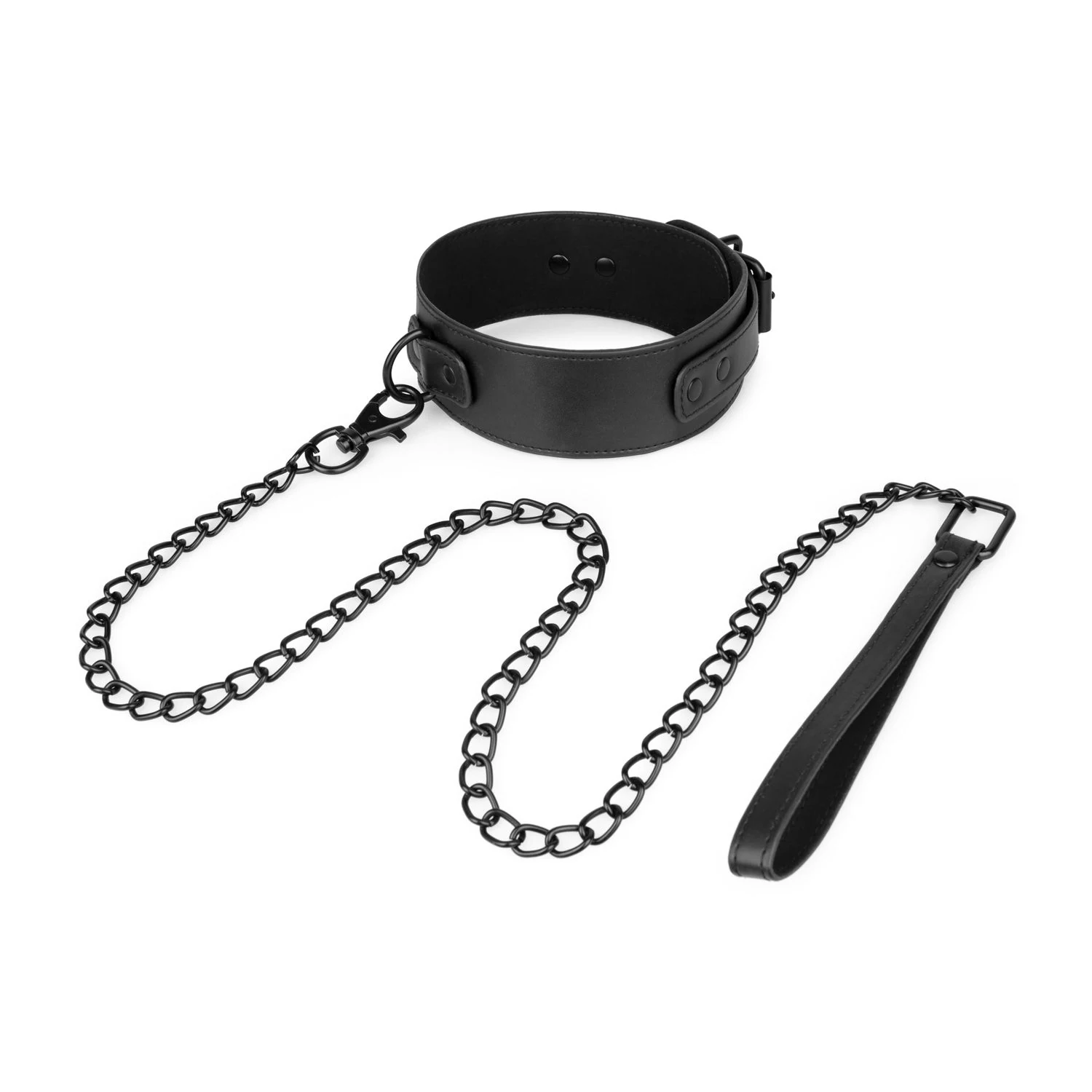Kunstleren Halsband & Ketting met lange metalen ketting van 73 cm