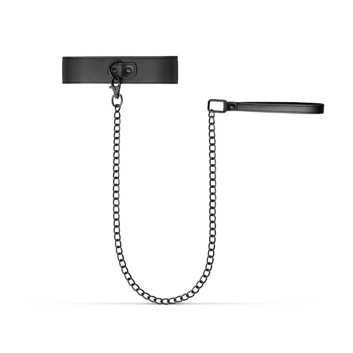 Kunstleren halsband met ketting, verstelbaar van 39 tot 47 cm