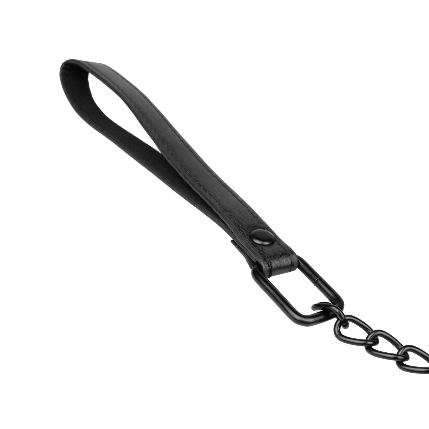 Duurzame kunstleren halsband met metalen ketting voor bondage