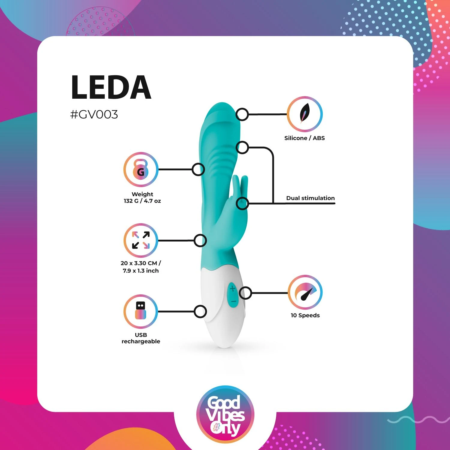Leda Rabbit Vibrator met lengte van 200 mm