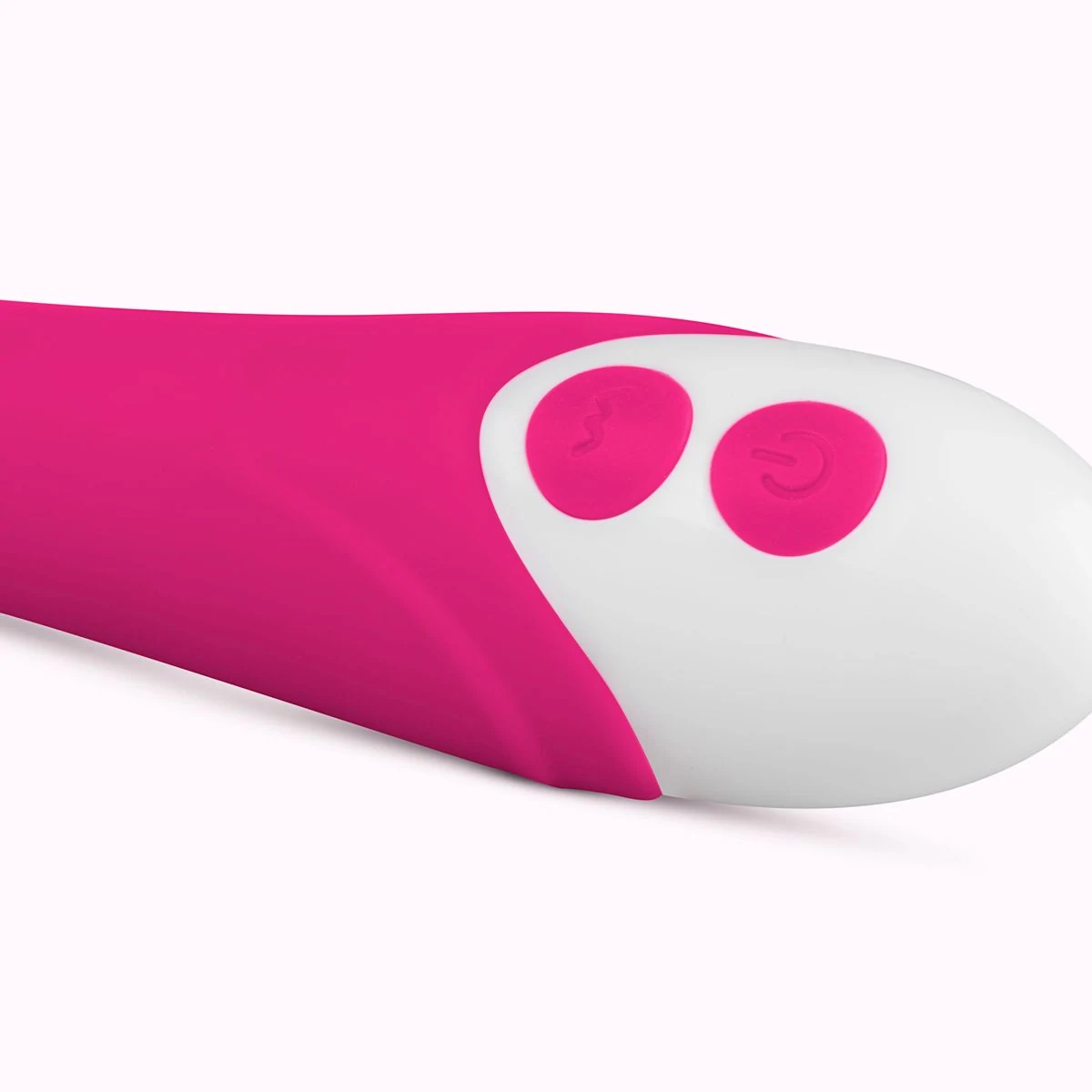 Roze G-spot vibrator met gebogen, geribbelde schacht en zacht siliconen
