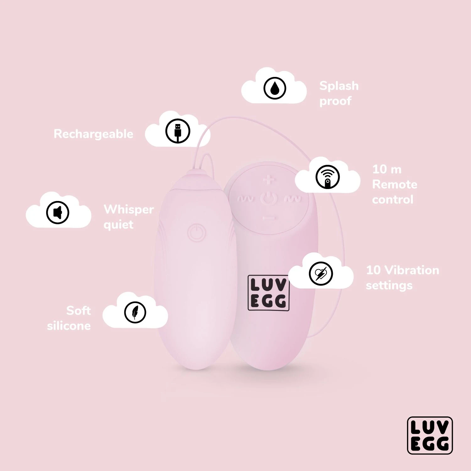 LUV EGG Roze vibrerend eitje met trekkoord