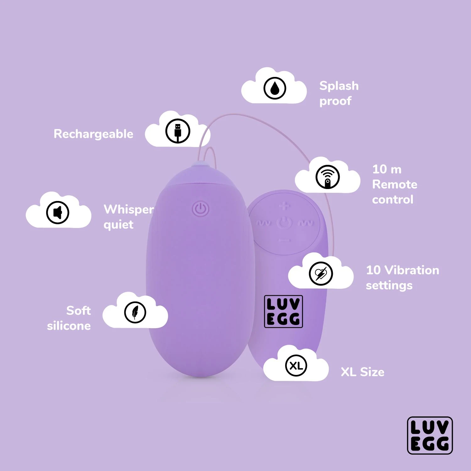 Paars LUV EGG XL tril ei van siliconen en ABS