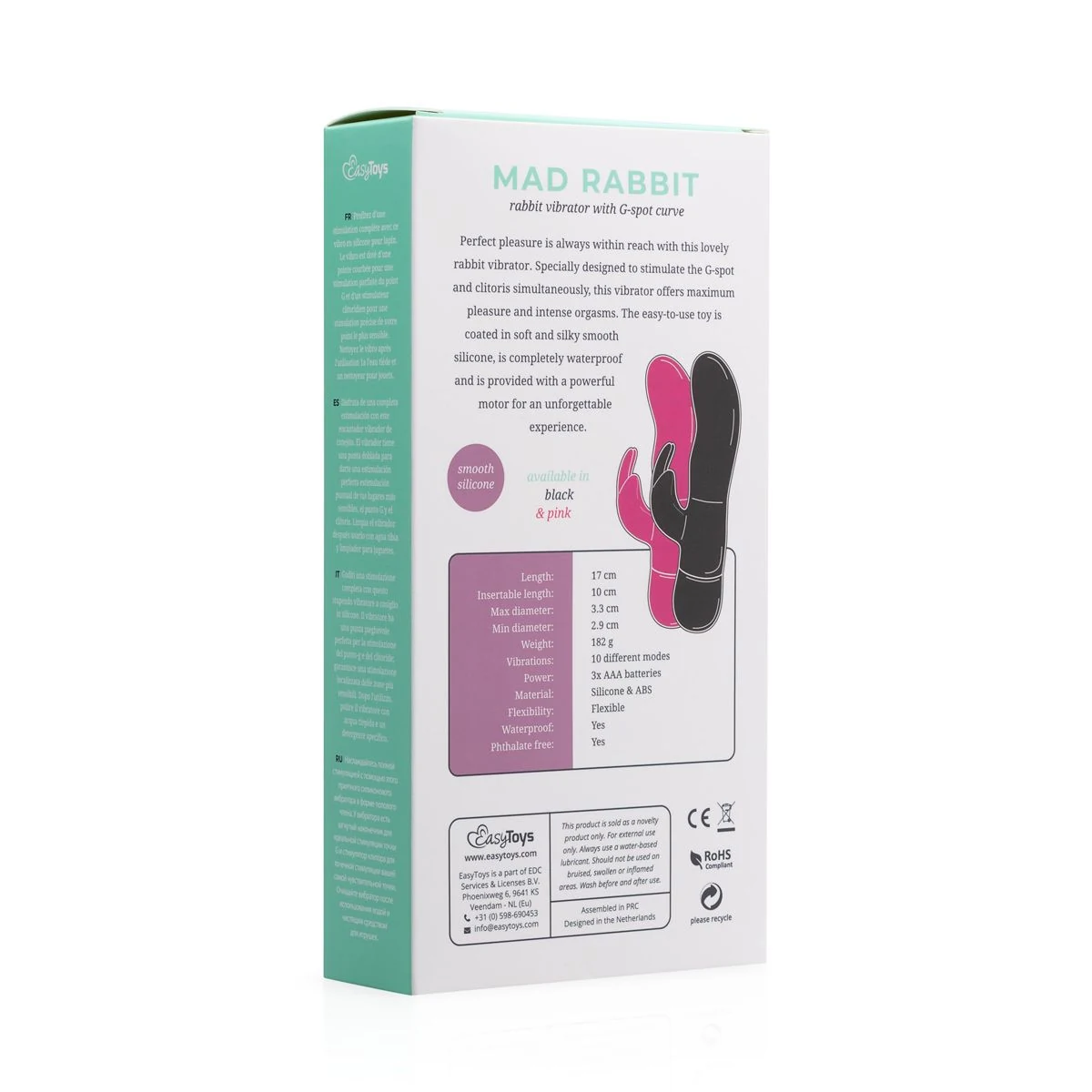 EasyToys Vibe Collection Mad Rabbit Vibrator in roze siliconen