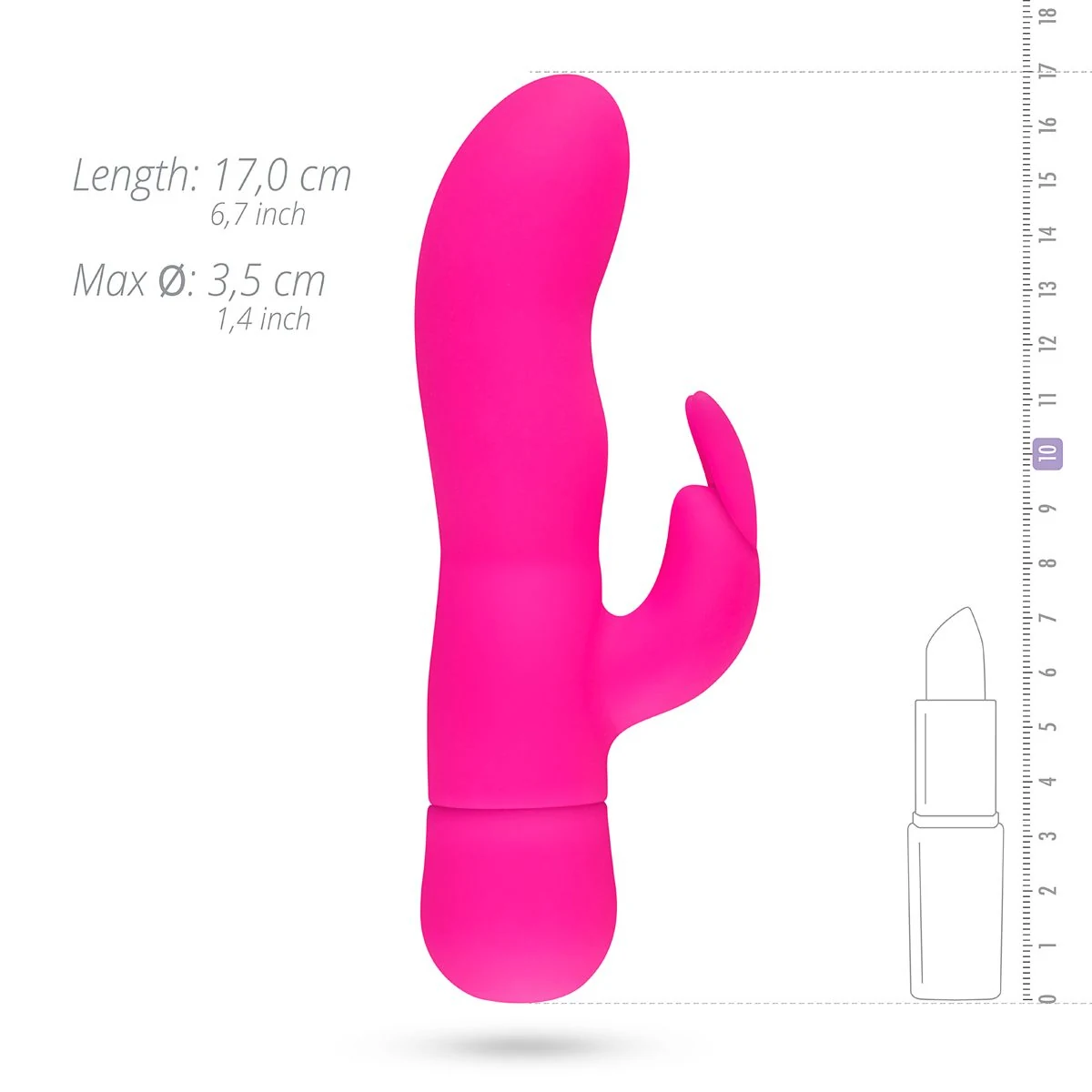 Mad Rabbit Vibrator Roze met lengte van 170 mm en invoerdiepte van 100 mm