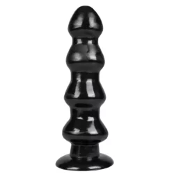 Master Series grote dildo met zuignap, zwart flexibel PVC en zeer groot formaat