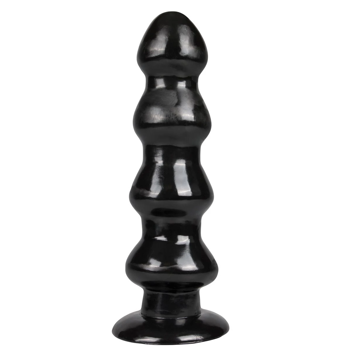 Master Series grote dildo met zuignap, zwart flexibel PVC en zeer groot formaat