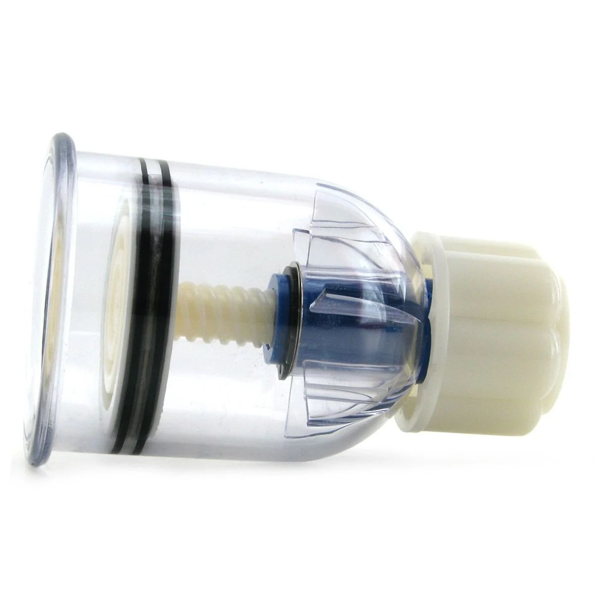 Transparante Intake Anal Suction Device met draaiknopje en lengte van 10 cm