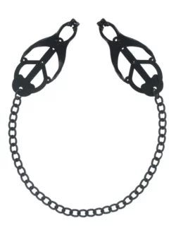 Master Series tepelklemmen Monarch Noir Nipple Vice met ketting in zwart edelstaal
