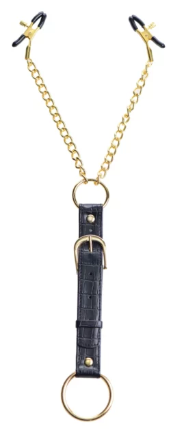 Master Series tepelklemmen met cockring, combinatie van penisring en tepelklemmen