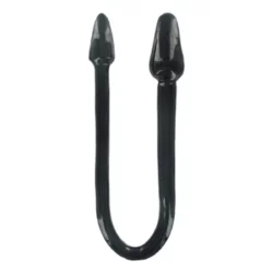 Master Series Ravens Tail 2X Anaal Plug, zwarte flexibele dubbele dildo van PVC
