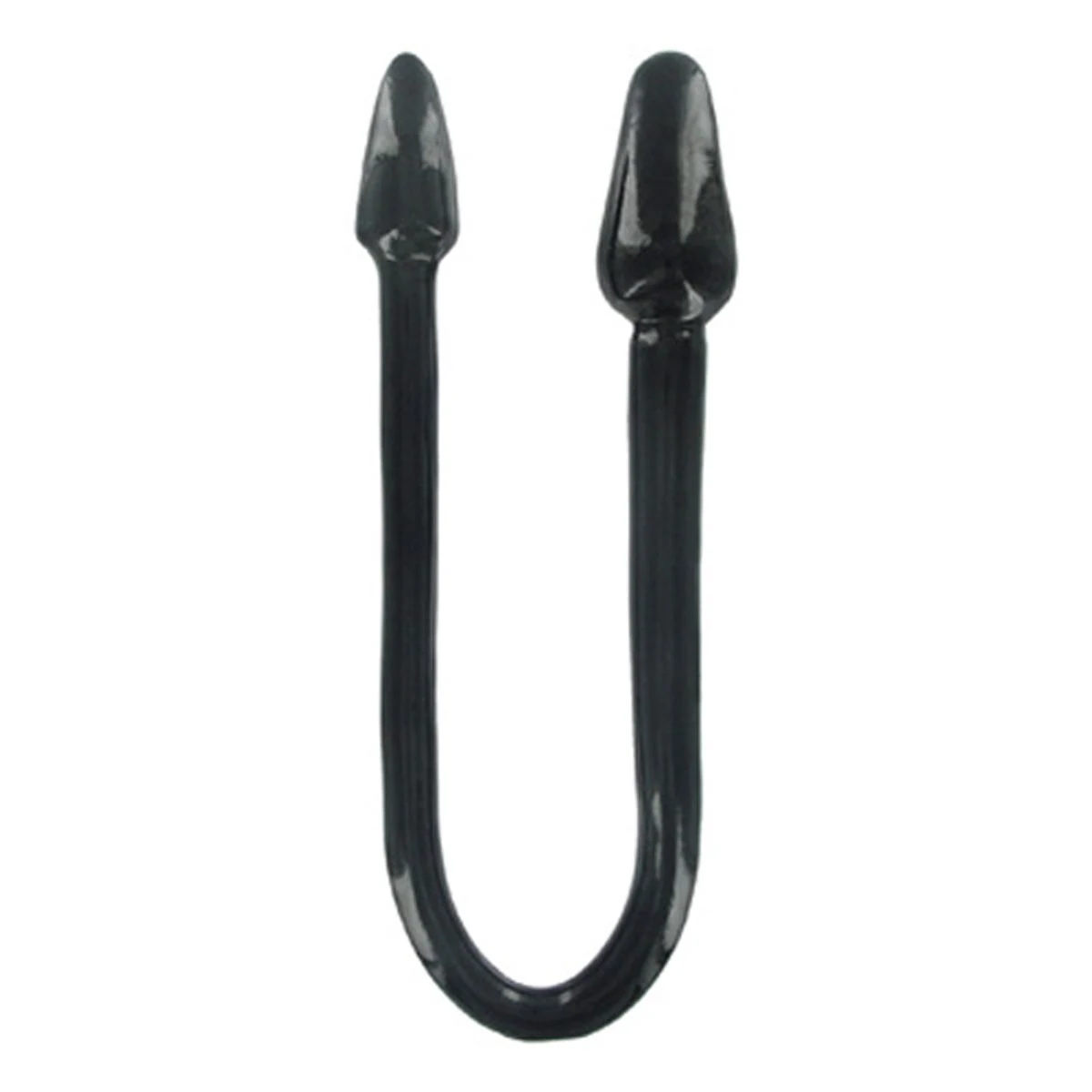 Master Series Ravens Tail 2X Anaal Plug, zwarte flexibele dubbele dildo van PVC