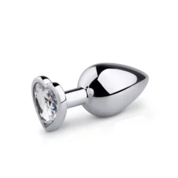 Metalen buttplug met hartje in zilverkleurig aluminium