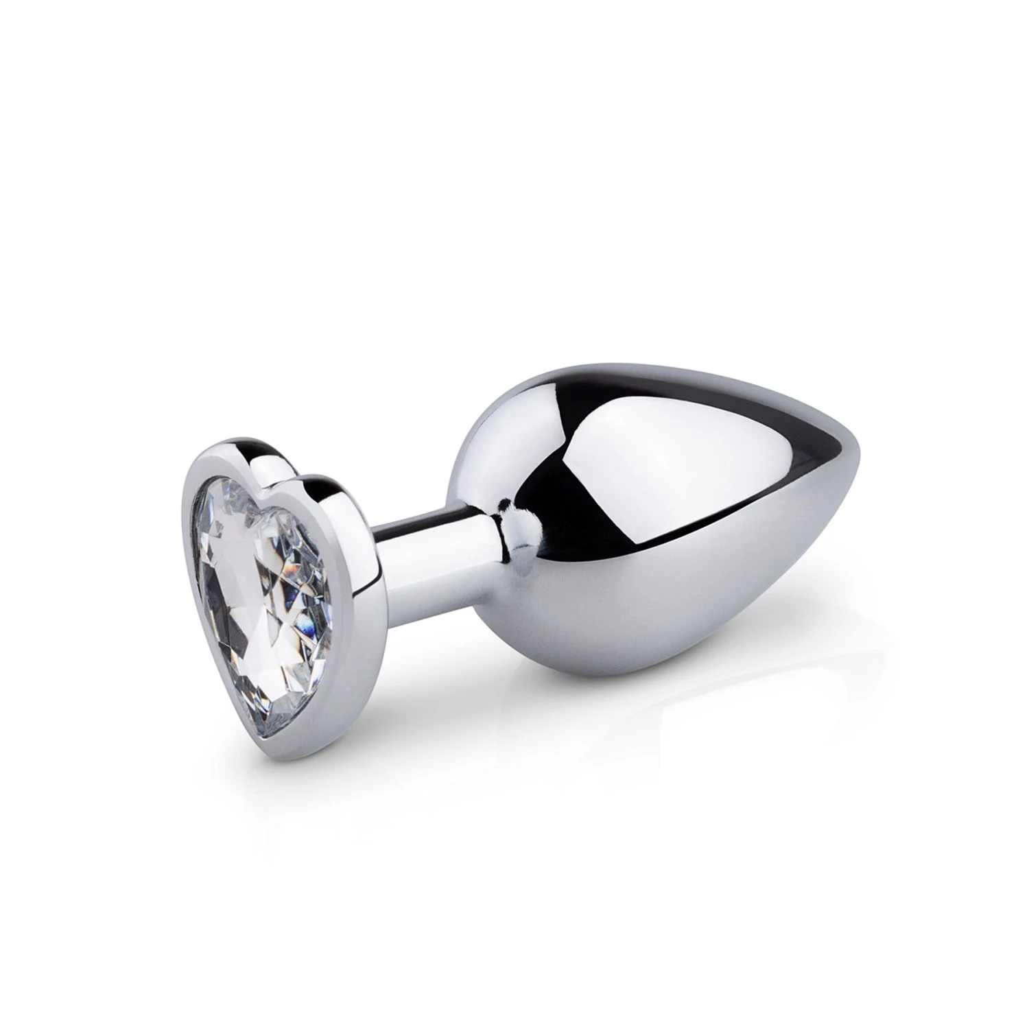 Metalen buttplug met hartje in zilverkleurig aluminium