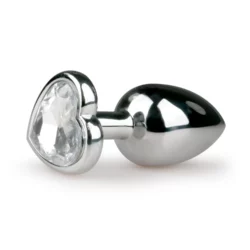 Metalen buttplug met kristallen hart en zilveren afwerking