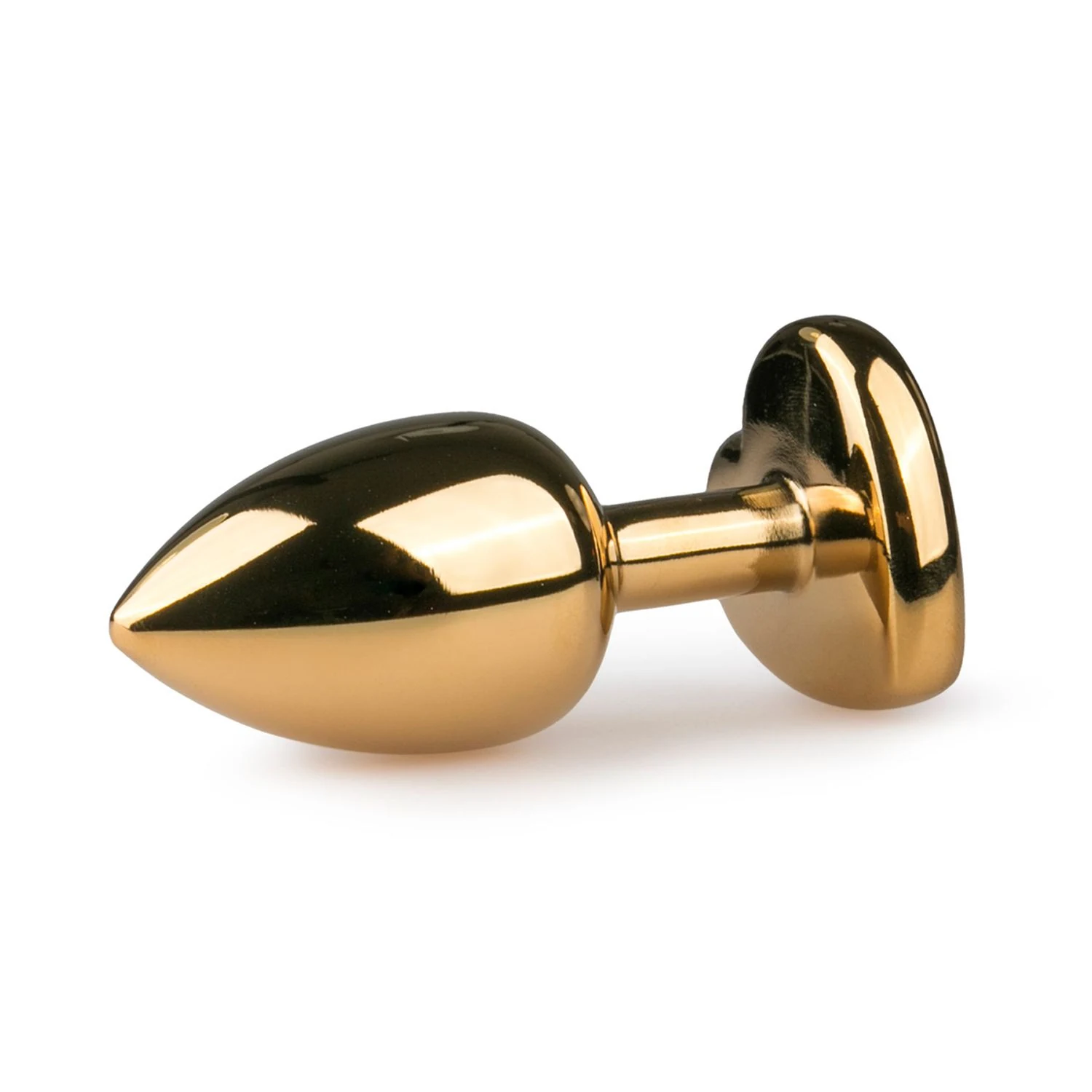 Metalen buttplug met roze hartje, smalle hals en glad rond middenstuk