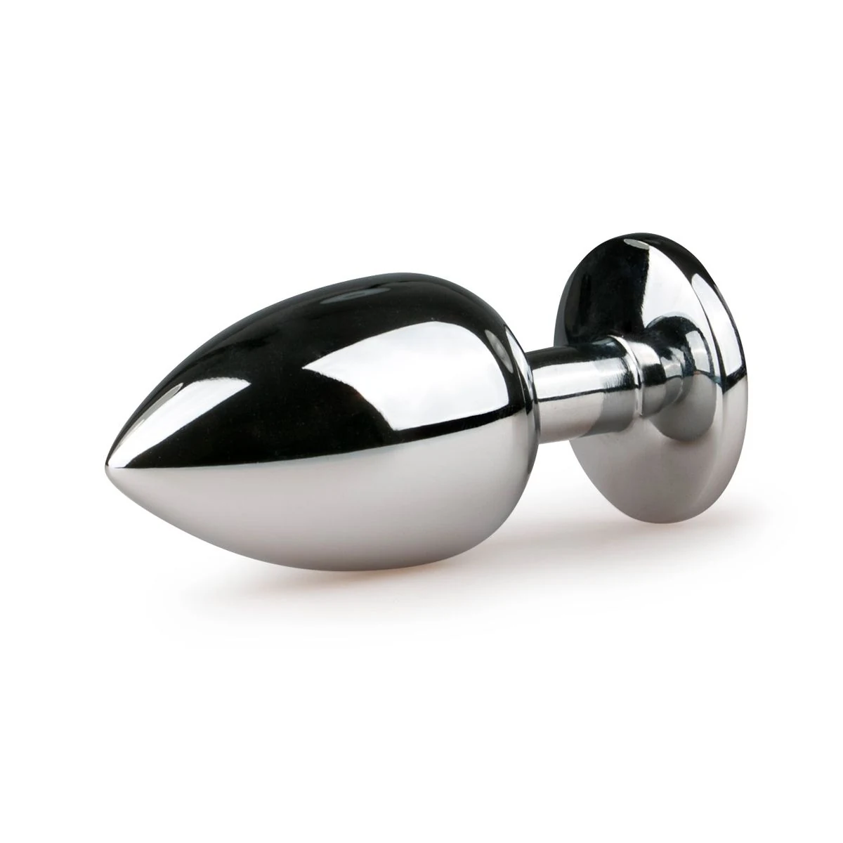 Zilverkleurige metalen buttplug L met smalle hals en puntige top