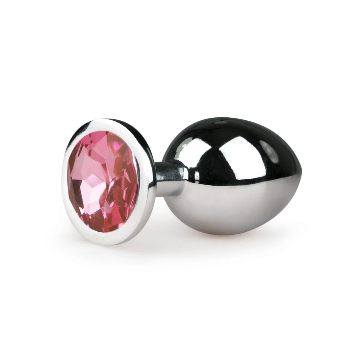 Metalen buttplug zilver/roze maat M met roze kristal van Easytoys Anal Collection