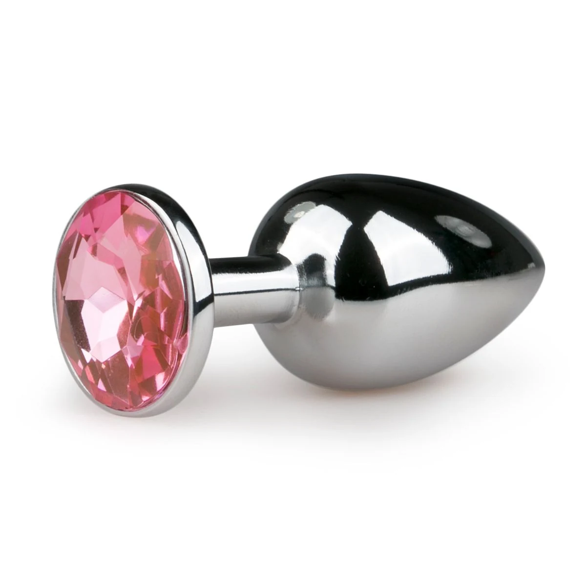 Metalen buttplug Zilver/Roze - S met roze steen