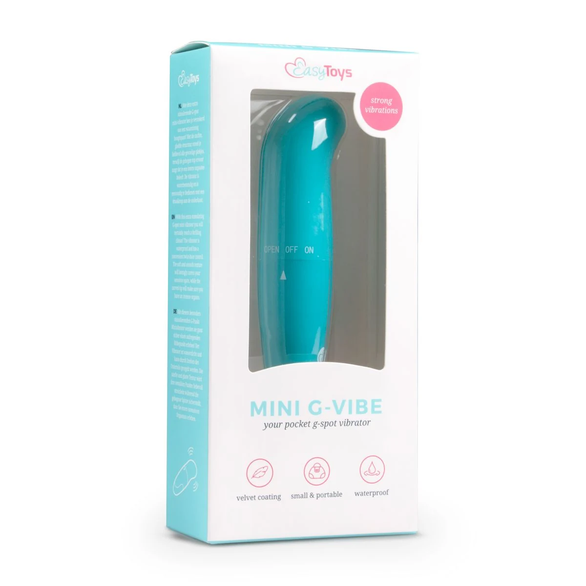 Blauwe mini vibrator met gebogen top voor G-spot stimulatie