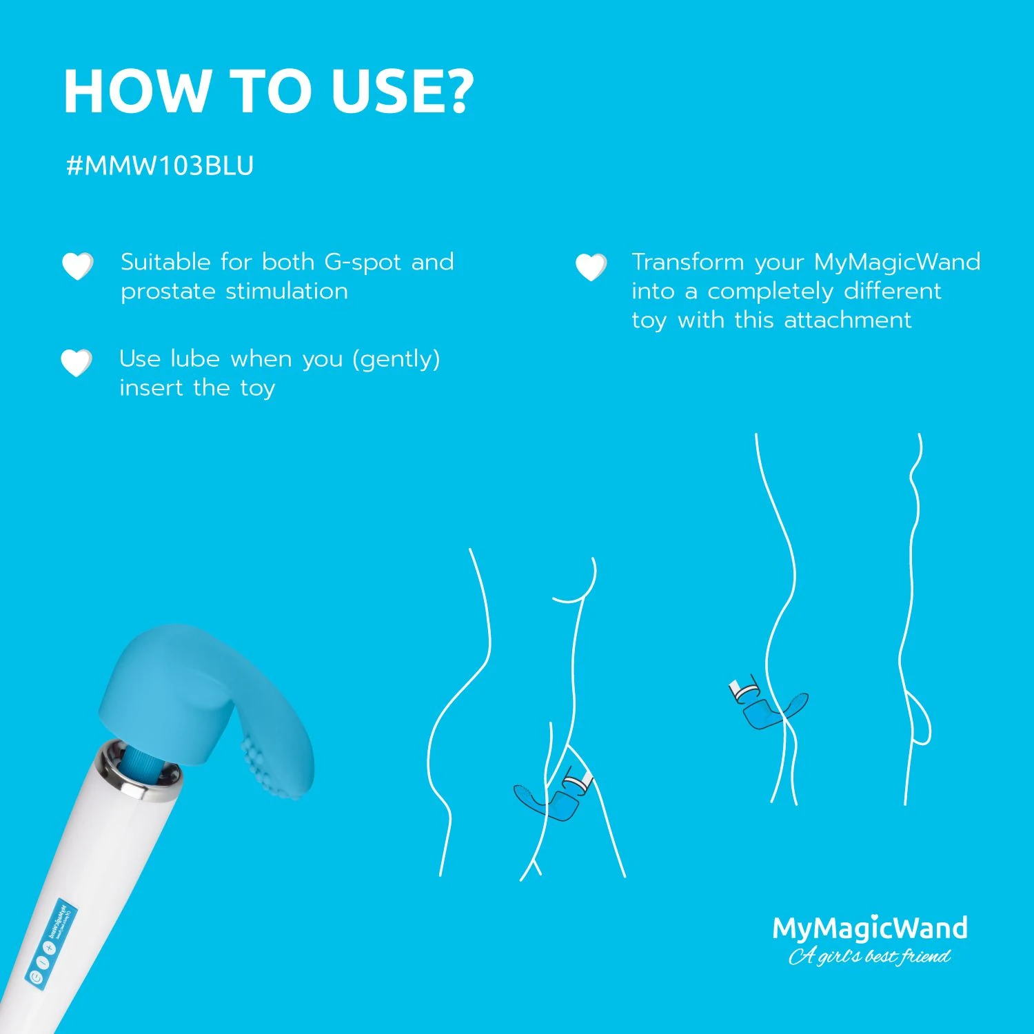 MyMagicWand opzetstuk blauw voor G-spot en prostaatstimulatie
