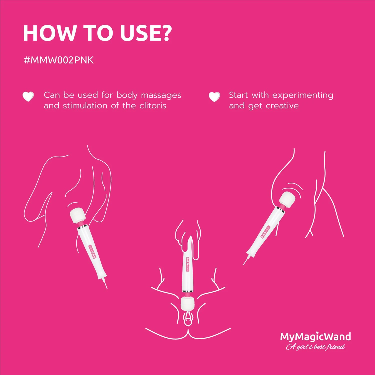 MyMagicWand Roze wand massager met 6 vibratiestanden