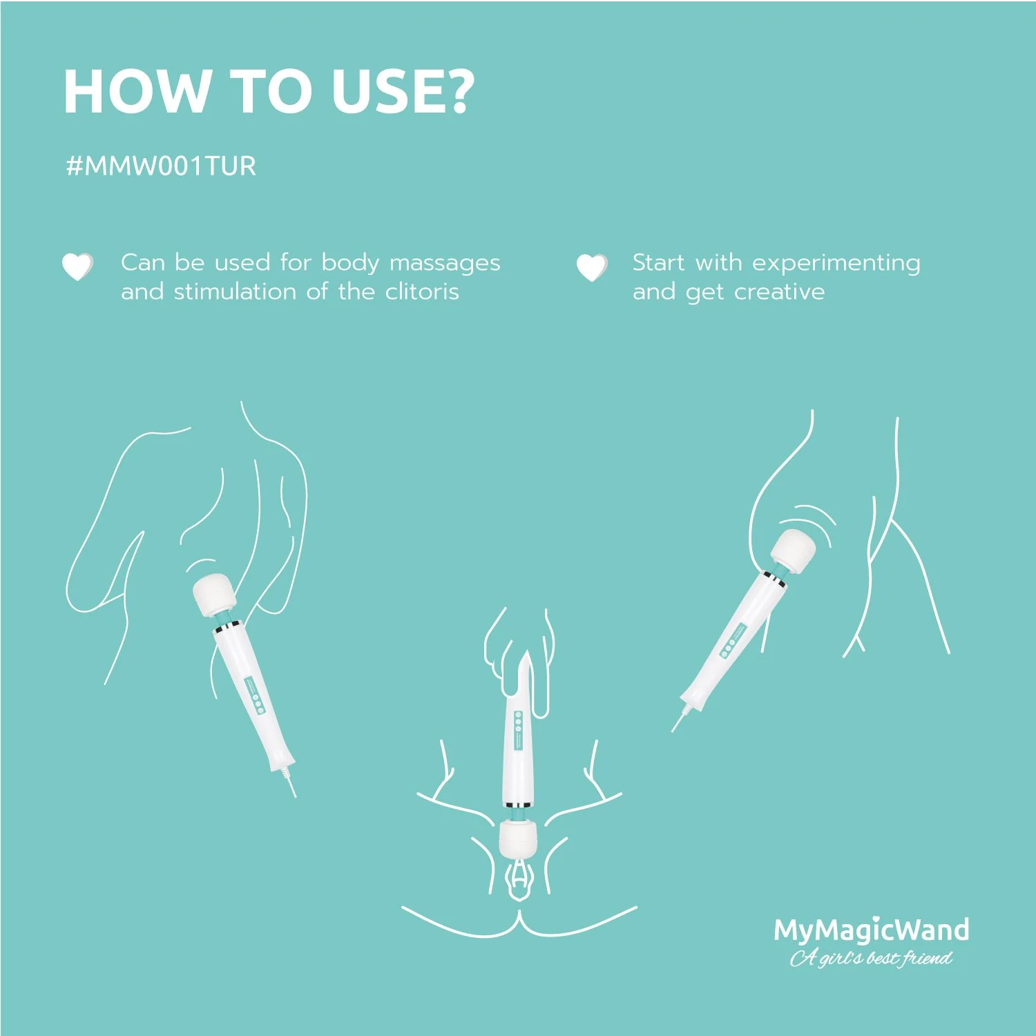 MyMagicWand Turquoise vibrator met 6 vibratiestanden