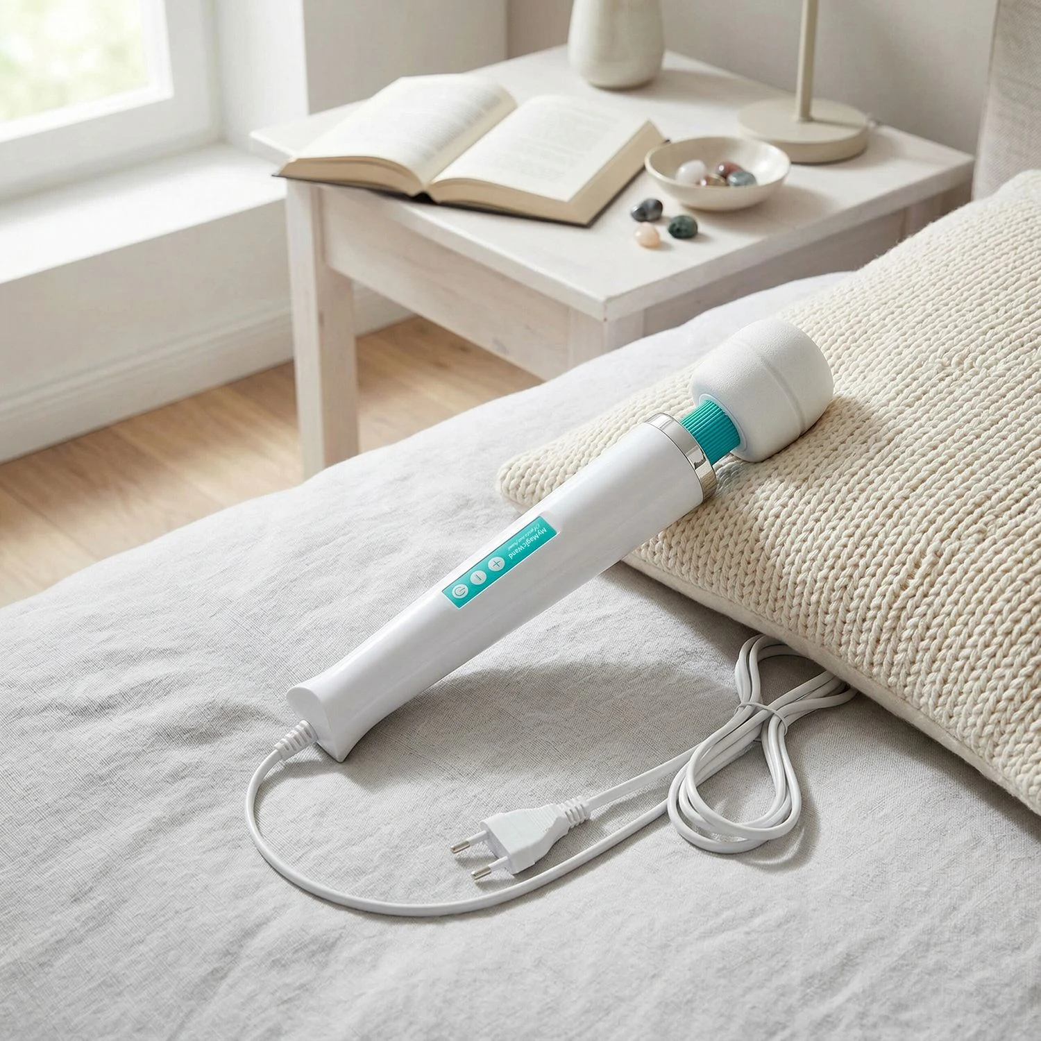 MyMagicWand Turquoise vibrator met zachte siliconen hoes