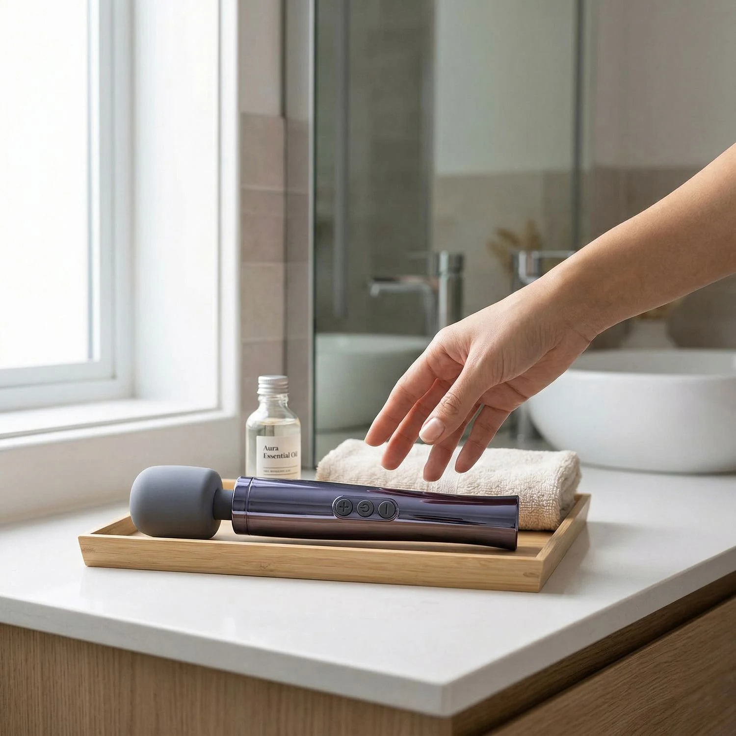 MyMagicWand Wand Massager in grijs met flexibele kop