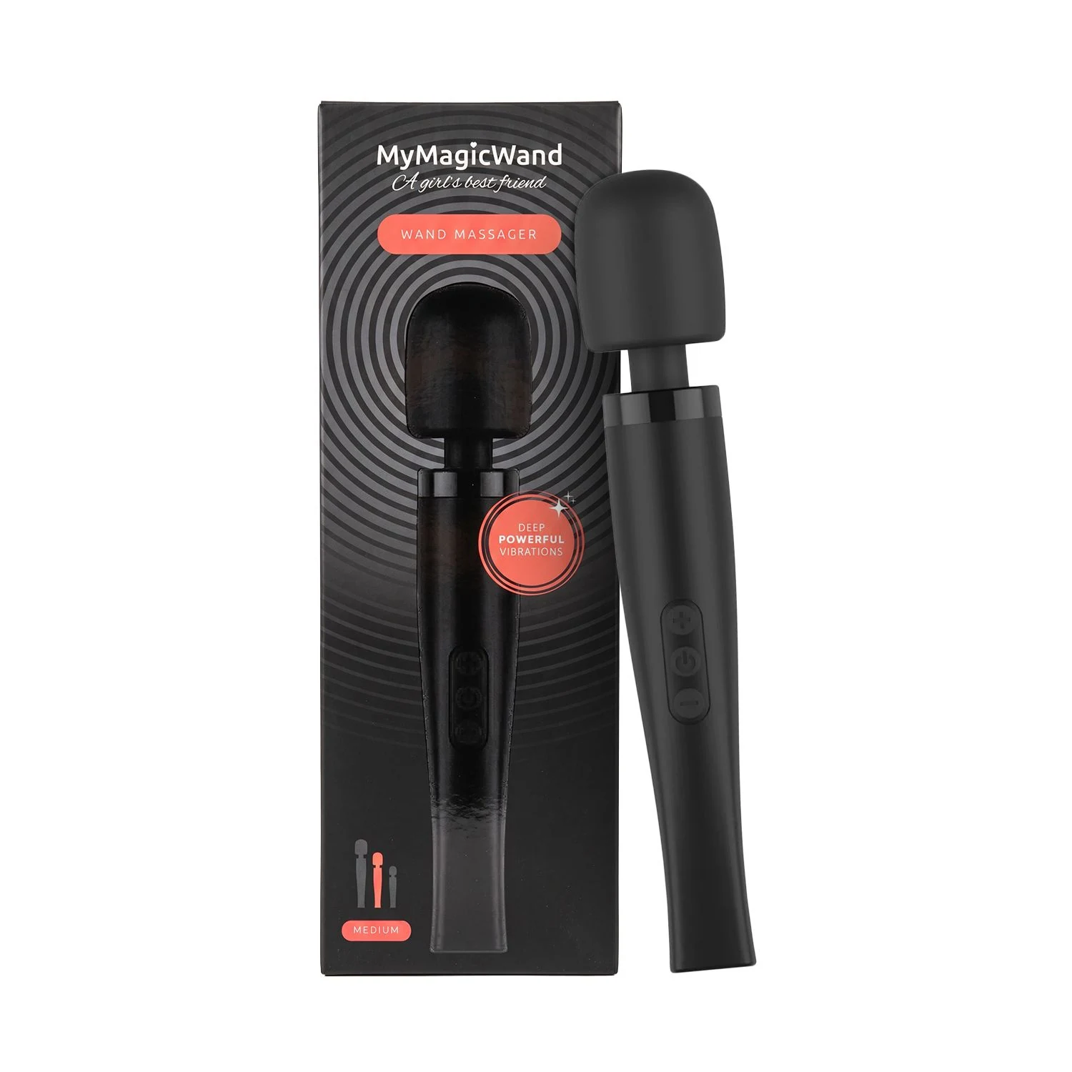 MyMagicWand wand vibrator zwart medium met siliconen en ABS behuizing