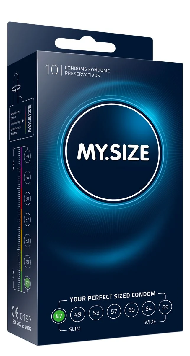 MY.SIZE Pro 47 mm condooms - 10 stuks, transparant en glad met normaal glijmiddel