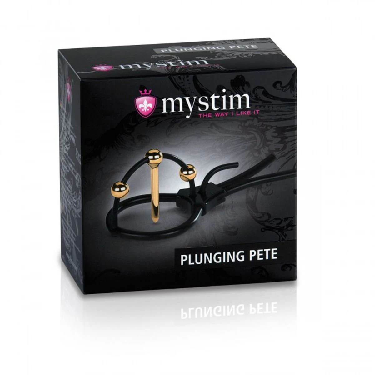 Mystim Plunging Pete Corona Strap van zwarte siliconen voor electrosex