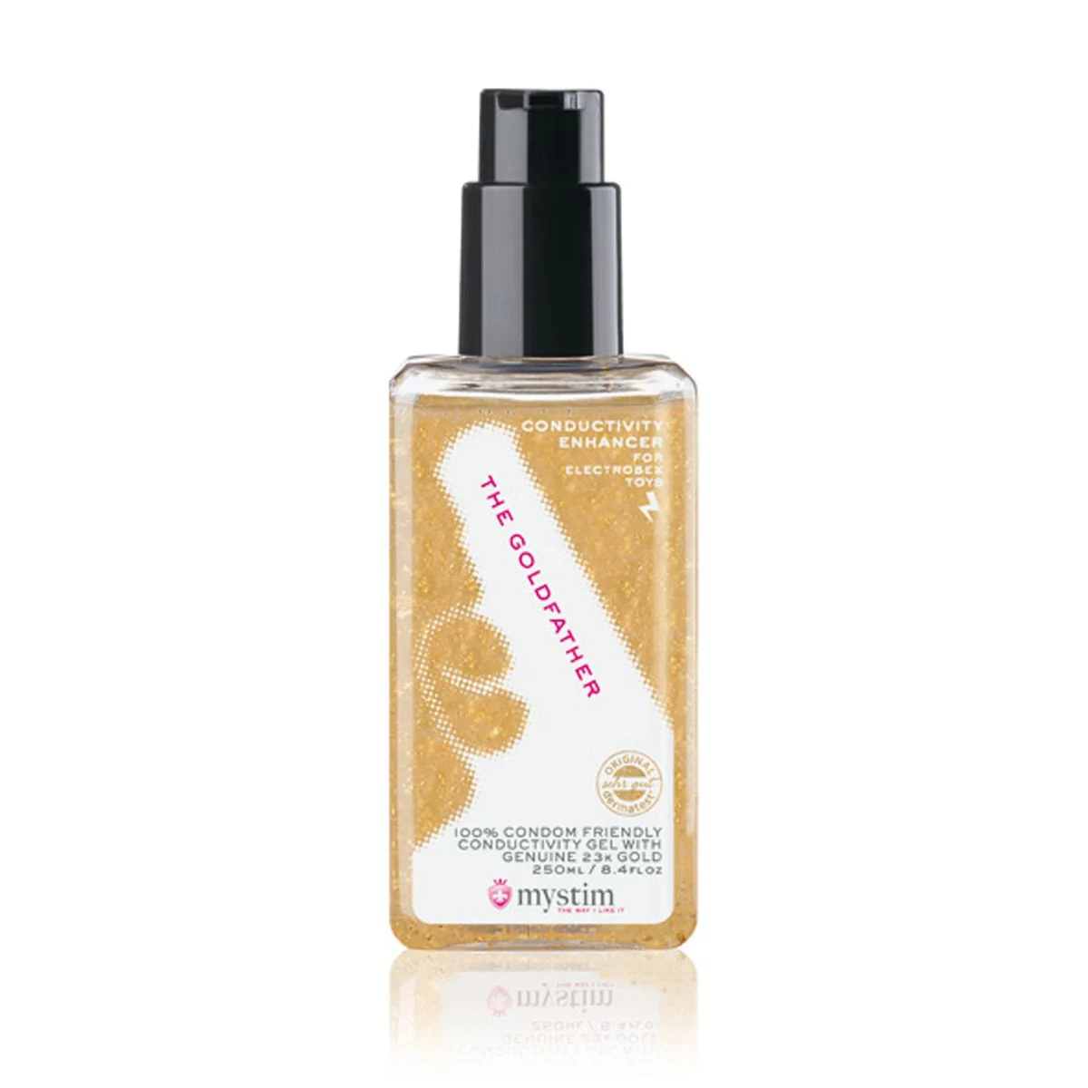 Mystim The Goldfather glijmiddel op waterbasis met 23 karaats goud, 250 ml flacon