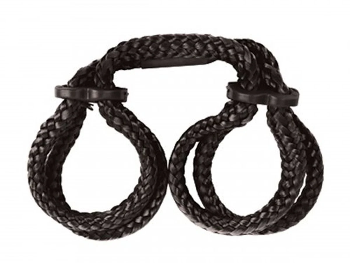 Original Sin touw handboeien van Frisky in zwart, verstelbaar tot 28,6 cm omtrek
