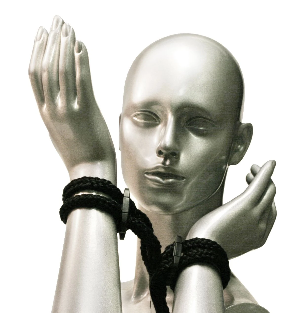 Zwarte touw handboeien voor bondage, 48 cm lang en comfortabel om te dragen