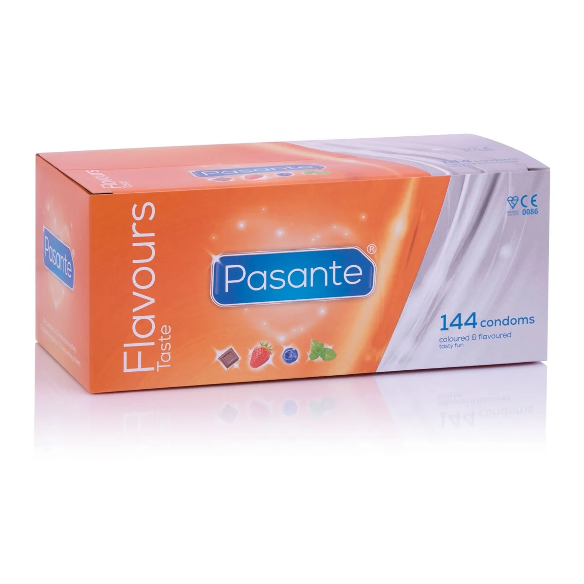 Pasante Flavours condooms 144 stuks met diverse smaken, glad latex en normaal glijmiddel