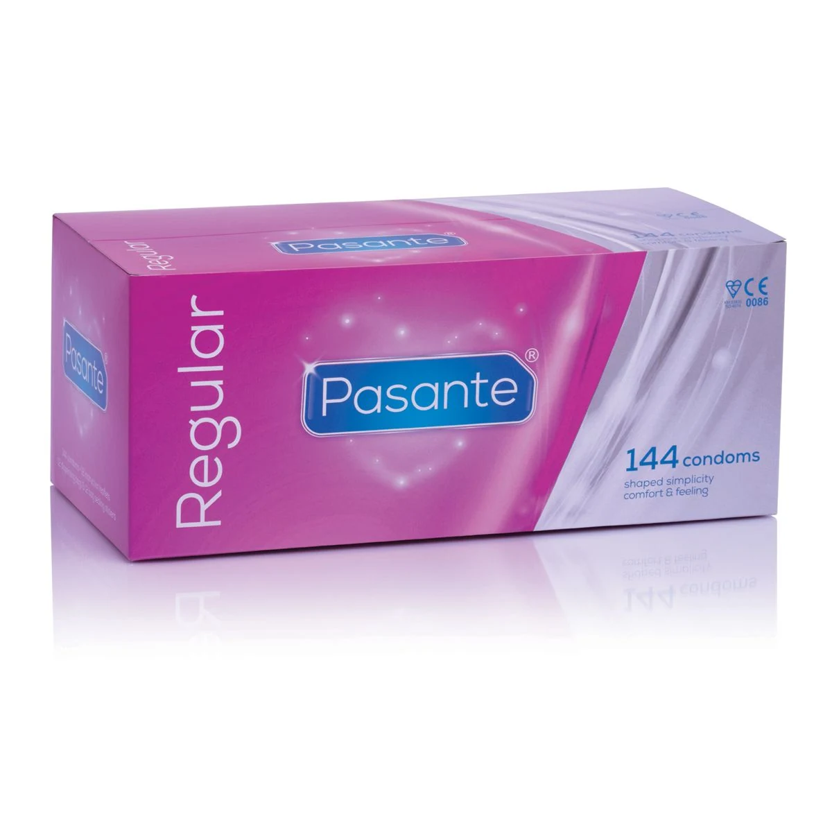 Pasante Regular condooms - 144 stuks, latex condooms met glijmiddel en reservoir