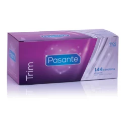 Pasante Trim condooms 144 stuks, natuurlijk rubber latex met glijmiddel en reservoir